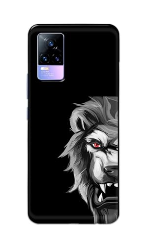 Image of PRINTFIDAA Printed Hard Back Cover Case for Vivo Y73 | Vivo V21e 4G Back Cover (Angry Lion) -112