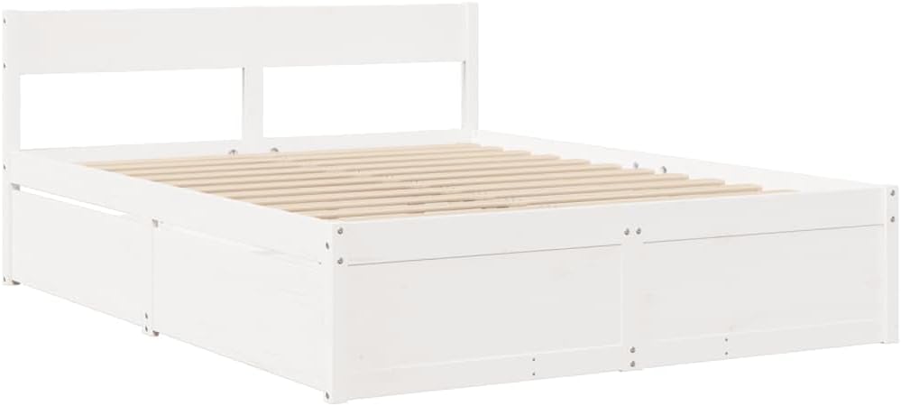 vidaXL Solid Wood Bed without Mattress White 160 x 200 cm Pine Wood