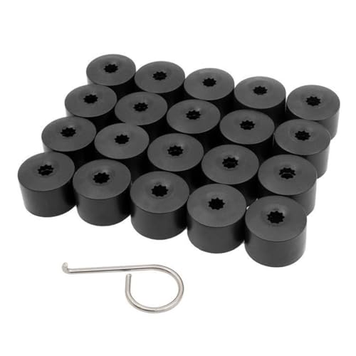 QEDBOJE 20 piezas Tapa de tuerca, cubiertas de pernos, hexagonales universales, protección contra robo, compatible con VW Golf, Passat, Beetle, Audi y todas las marcas de automóviles (Negro)