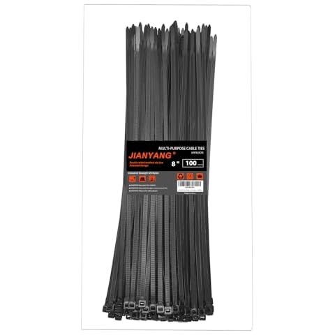 8 Inch Zip Ties Double Sided Toothed,65LBS Tensile Strength Heavy Duty Cable Wire Ties With Self-Locking Adjustable More Durable Nylon Tie Wraps for Indoor Outdoor（100 Pack） Cover