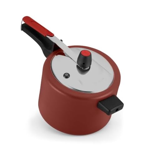 Panela de Pressão com tampa polida 4,5lt Alumine Alegrete Antiaderente Vermelha