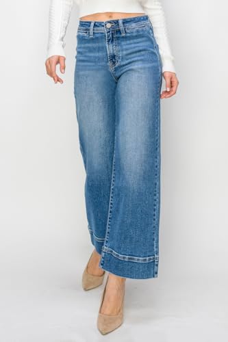 SALT TREE Risen Jeans - High Rise Wide Leg Crop Jeans - RDP56204