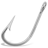 Salzwasser-Angelhaken, große Stärke, Hai- und Alligatorhaken, super starke Edelstahl-Angelhaken, scharfer Thunfisch, Welshaken für Salzwasser, Süßwasser, 5/0–20/0 (20/0–2 Stück)