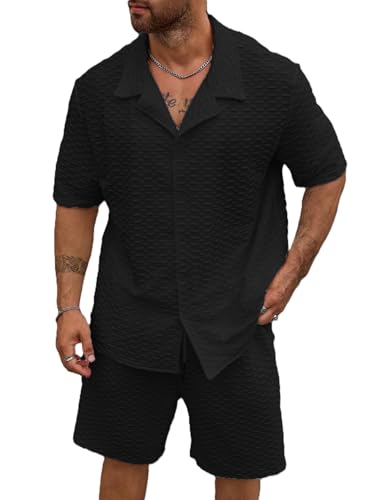 Image of Zilcon Mens Polo Shirt and Shorts Sets Outfits 2 Piece Fashion Summer Tracksuits Casual Short Sleeve Set