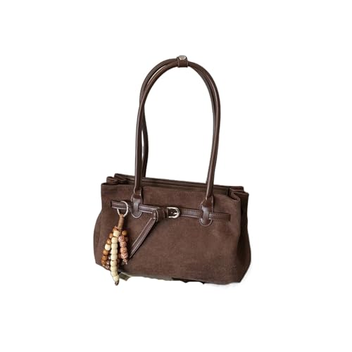Bolso de Hombro Vintage Ante imitación for Mujer, Hebilla Colgante, decoración Gran Capacidad for Salidas y desplazamientos, Color sólido(Coffee)