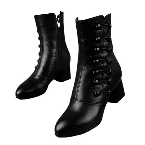 Teksome Bota de Moda para Mujer, Botas de Media Pantorrilla con Forro de Felpa sintética de Cuero PU, Bota de Mujer con Tacón Medio Regalo para Amigos Colegas