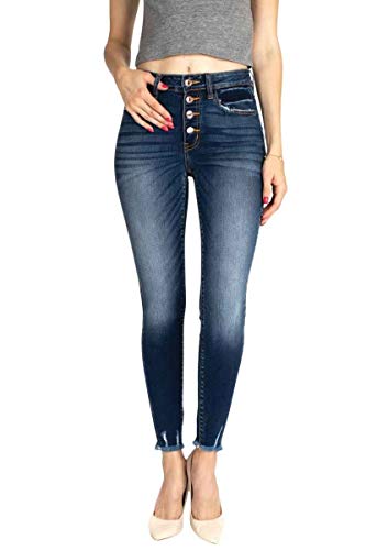 Kan Can Women's High Rise Distressed Super Skinny Jeans