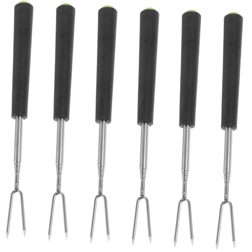 iplusmile 6 Piezas Barbacoa de herramientas de barbacoa brochetas de barbacoa de acero inoxidable Accesorio para barbacoa tenedor para cocinar carne tenedor de cocina caucho