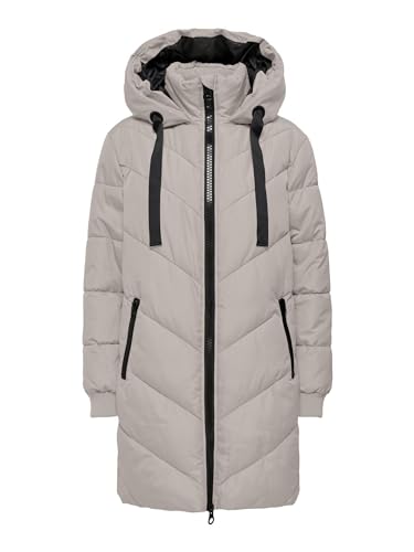 JDY Damen Steppjacke JDYSkylar Padded gesteppter Kurzmantel mit Kapuze 15207784 Chateau Gray/Black L