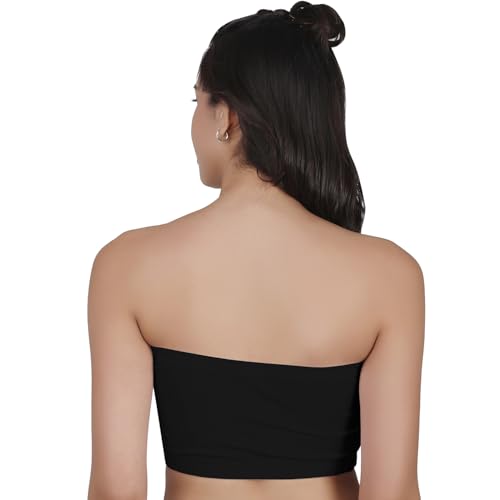 Image of DChica Essentials Tube Bra for Women's, Cotton Padded Bra, Full Coverage, Non-Wired Young Women's T-Shirt Gym Bra, Solid Stylish Without Strap Training Bras
