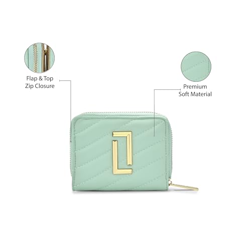 Image of Lavie Luxe Women's Diagonal Flap 25 Quilted Small Zip Wallet | Gift for Women