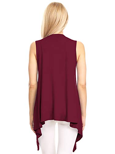 Mbj Wsk1071 Womens Lightweight Sleeveless Draped Open Cardigan Xl Wine #TOP4