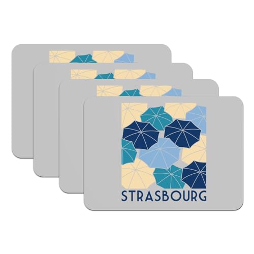 Sets de table Strasbourg en caoutchouc gris grand format 4 pièces