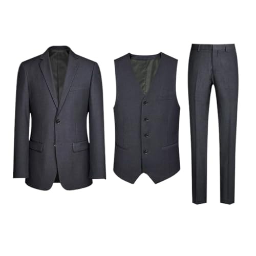 Mens (Blazer+ Vest + Pants) Business Slim-Fit Formal Banquet Work Style Evening Suit - Main Image