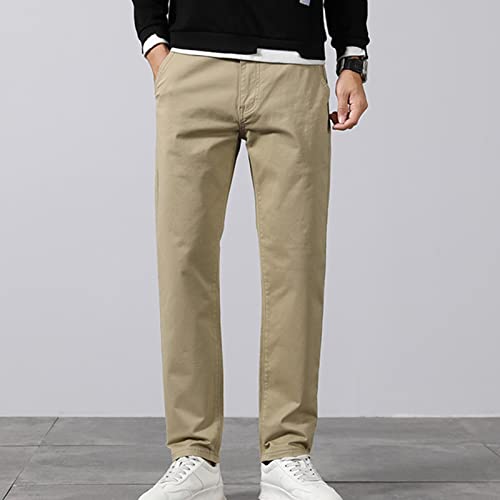 Maiyifu-GJ Men's Relaxed fit Straight Leg Pants Classic Stretch Lightweight Chino Pant Casual Loose Flat Front Dress Trousers3