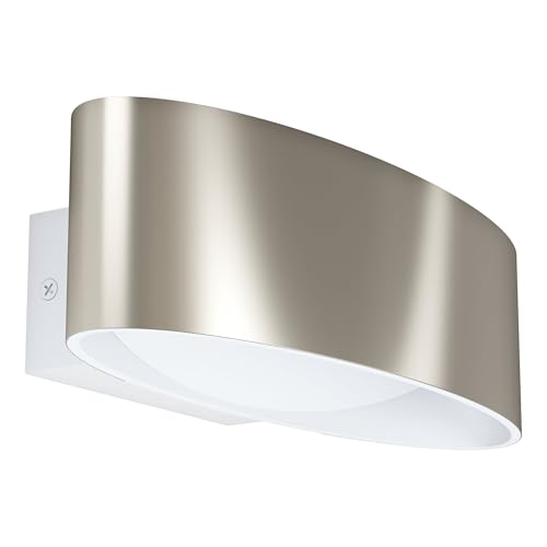 EGLO LED Wandlampe Maccacari, 1 flammige Wandleuchte, Minimalismus, Wandstrahler innen aus Aluminium, Stahl und Kunststoff, Wohnzimmerlampe, Flurlampe in Nickel-Matt, Weiß, Transparent EGLO LED Wandlampe Maccacari, 1 flammige Wandleuchte, Minimalismus, Wandstrahler innen aus Aluminium, Stahl und Kunststoff, Wohnzimmerlampe, Flurlampe in Nickel-Matt, Weiß, Transparent