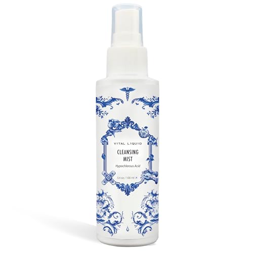 Vital Liquid - Daily Hypochlorous Acid Cleansing Spray for Sensitive Skin - Travel Size - Face, Back & Body Acne, Redness, Face & Scalp & Hand Eczema, Targets Bacteria, Makeup Brush Cleaner