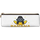バナナ ゴリラ 猿柄 アニメ レザー 三角ペンケース 軽量 鉛筆ボックス 子ども 大容量 筆箱 収納ボックス 文房具ポーチ ペンポーチ 学生 通勤通学 多機能ポーチ 学校 人気 プレゼント