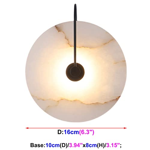 Image of Retro 5W Wall Lamp Fixture 6 inch Marble Stone Round Lampshade Bedroom Bedside Light LED SMD 2835 Wall Mounted Light Indoor Lighting Hotel Living Room Warm White 3000K Black