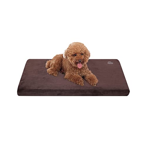 VANKEAN Matelas pour Chien Élégant (Chaud et Frais), Doublure Imperméable, Tapis Doux pour Chien de Petite à Grande Taille, Lit pour Animal Compagnie avec Housse Lavable, Café/Gris