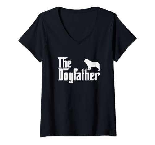 Womens spanish mastiff DogFather Funny Dog Dad V-Neck T-Shirt