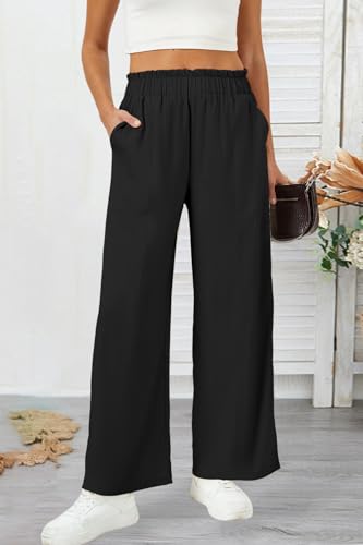 SEMARO Womens Casual Linen Feel Wide Leg Pants High Waist Palazzo Flowy Trousers Beach Vacation Outfits 20252