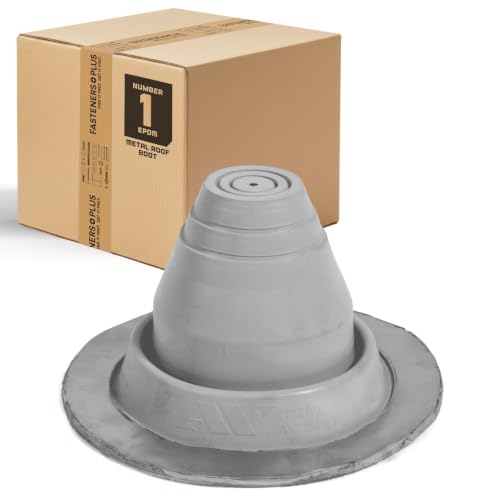 Image of Fasteners Plus #1 Round EPDM Metal Roof Pipe Flashing Boot (Fits 1 /4 inch - 2-1 /2 inch Pipe OD), Gray