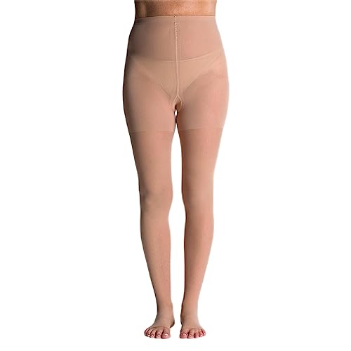 Image of SIGVARIS Women's Style Sheer 780 Open Toe Pantyhose 15-20mmHg - Toasted Almond - Small Long