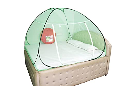 Image of Homecute Polyester Pop Up | Foldable Double Bed | Mosquito Net for King Size and Queen Size Bed (Black+Green, Double Bed (Queen Size))