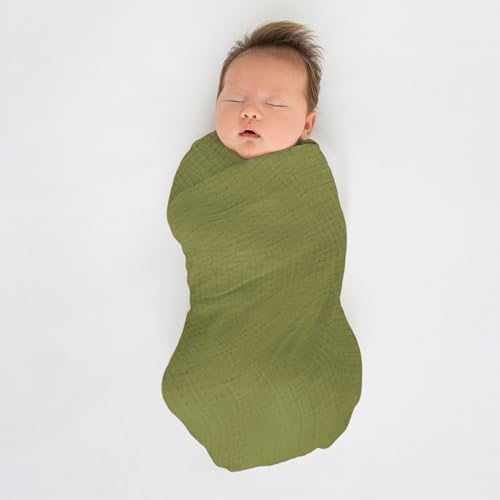 Image of SwaddleDesigns Cotton Muslin Swaddle Blankets for Baby Boy & Baby Girl, Set of 4, Neutral Receiving Blankets for Newborn, Baby Registry & Gift, 46x46 inches, Apricity