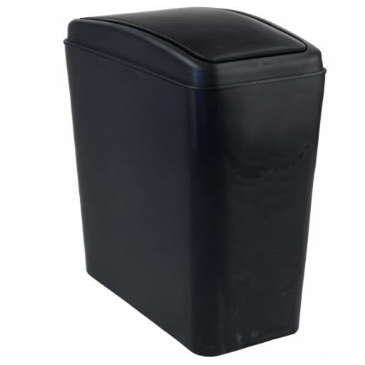 Basurero plástico rectangular con tapa basculante negro 4.5 gal miniatura 8