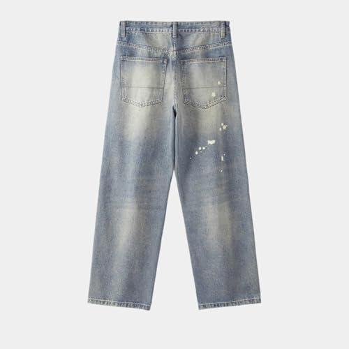 Jeans Pants Trousers Denim Autumn Men's Loose Classic Spray Paint Washed Retro2