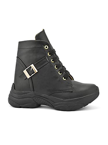 Image of Shoes for Women High Ankle Flat Heel Boot Shoes for Girls with Buckle