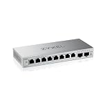 Zyxel 8-Port Network Switch | Web Managed Gigabit Ethernet Splitter | 8x GbE + 2x SFP Ports | QoS, Link Aggregation, VLAN, IGMP Snooping | Fanless | Desktop | GS1200-10v3