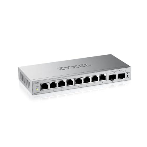 Image of Zyxel 8-Port Network Switch | Web Managed Gigabit Ethernet Splitter | 8X GbE + 2X SFP Ports | QoS, Link Aggregation, VLAN, IGMP Snooping | Fanless | Desktop | GS1200-10v3