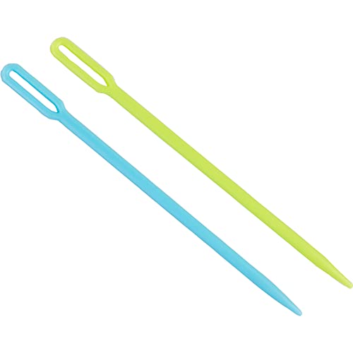 Image of Boye 42-40035 Small Plastic Yarn Needles for Crocheting and Sewing, Blue and Green, 2pcs