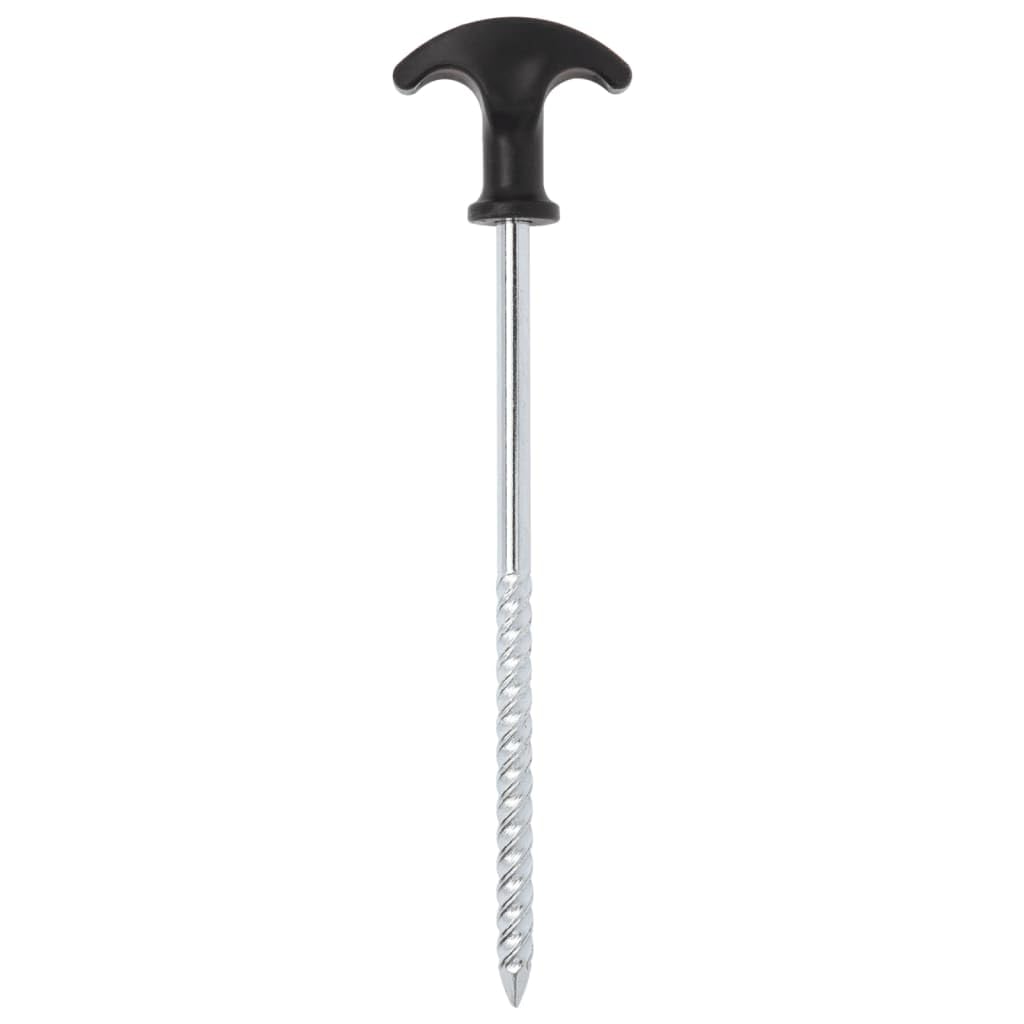 Piquetas para tienda de campaña, 12 unidades, 20 cm de diámetro, 7 mm de diámetro, acero galvanizado, accesorios robustos para tienda de campaña con cabeza en forma de T para camping