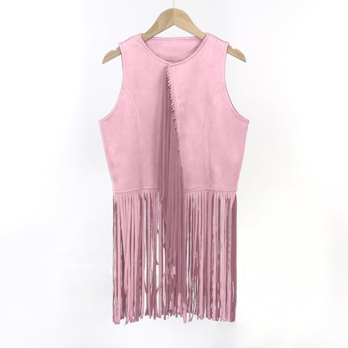 Girl's Faux Suede Tassel Vest Tops Sleeveless Kids Vests Western Retro Boho Waistcoat Cowgirl Jacket Cardigan3