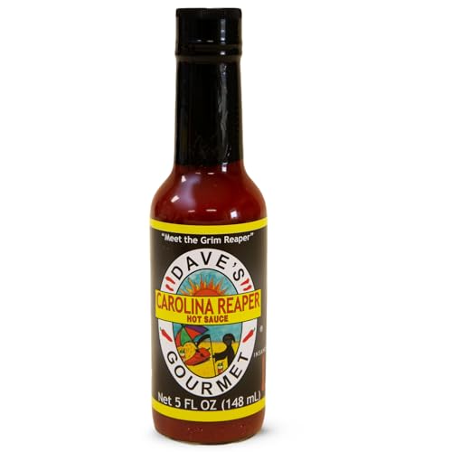 Dave's Gourmet Carolina Reaper Hot Sauce - Insanely Hot & Bold Flavor - Carolina hot pepper - Ideal for Tacos, Wings, Marinades & More - Gluten Free Hot Sauce - 5oz Bottle (Pack of 1)