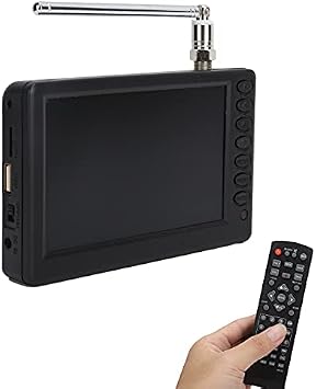 5 Inch Portable Digital TV, Mini TV Handheld Analogue TV for Car Camping Kitchen, with Telescopic Antenna and Remote Control, 1920 x 1280 Resolution