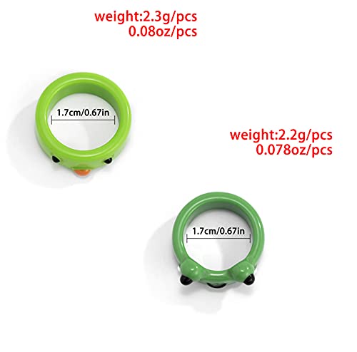 Pingyongchang 9Pcs Frog Clay Ring, Cute Animal Acrylic Resin Personalized Colorful Funny Rings Jewelry Gift For Women Teen Girls #TOP5
