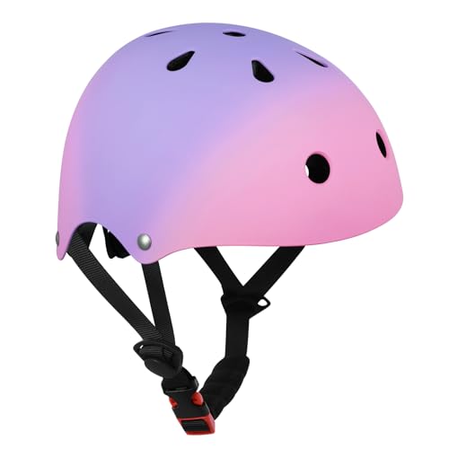 DINILEMU Kids Toddler Bike Helmet for Kids 3-5-8-14 Skateboard Helmet for Roller Skate Scooter Inline Skating Longboard Boys Girls Bicycle Helmet Pink Purple