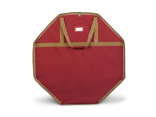 Covermates Keepsakes Christmas Wreath Storage Bag - Heavy Duty Polyester - Dual Zipper Pulls - Reinforced Handles - Holiday Storage, Red