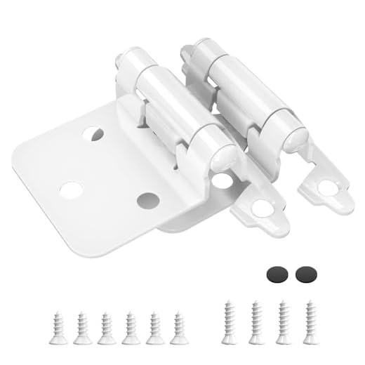 Chibery 1/2" Overlay Cabinet Hinges, 2 Pack Self Closing Flush Mount Hinges with Door Bumper, Variable Decorative Hardware for Bathroom, Furniture, Kitchen Cabinet Doors, White