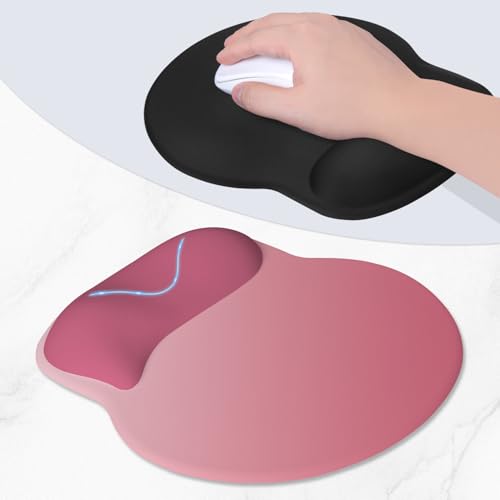 ITNRSIIET Ergonomic Mouse Pad with Wider Memory Foam Wrist Rest +17% - Curved Cushion Reduces Pressure 20%, Pain Relief, Non-Slip, Smooth, Cute Colors, 9.85 x 9 in, Pink Ombre by ITNRSIIET - Used condition - Image 3