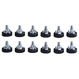 Honseadek Verstellbare Möbel-Nivellierer, 0,6 cm Gewinde, Schrank-Nivellierfüße, rutschfest, für Tische, Stühle, stabiler Karbonstahl mit PP, Schwarz, Silber, 12 Stück