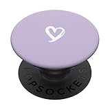 White Minimalist Heart Light Pastel Purple PopSockets PopGrip: Swappable Grip for Phones & Tablets