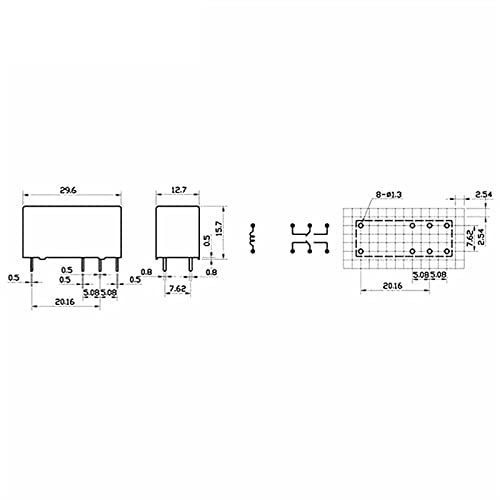 Relais DIP8 HK115FD-DC24V-SG 8A pour circuit imprimé electronique