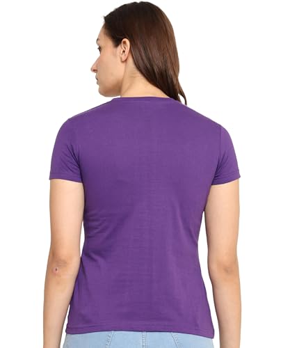 Image of Round Neck T-Shirt Top for Women | Combed Bio-Washed Ring Spun Cotton | Plain | Short Sleeves