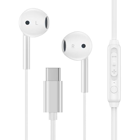 Samsung S25 USB C Headphones Wired for Galaxy S24 Ultra FE/S23/S22/S21,Type C Wired Headphones Earbuds Earphones in-Ear HiFi Stereo Sound with Mic Volume Control for iPhone 16 15 Pro Max Plus,Pixel 9 Cover